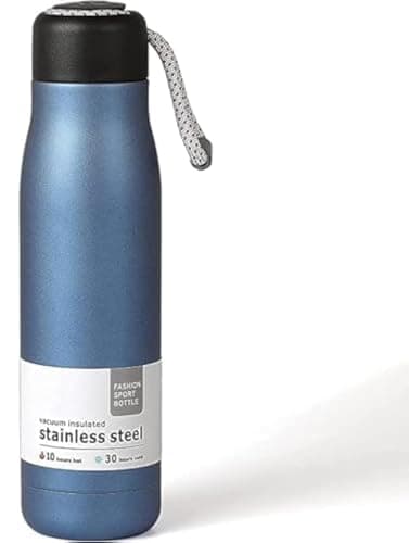 Jalsa Hanso Insulated Water Bottle 400 ml Blue Stainless Steel Thermal Flask with Portable Lid BPA Free
