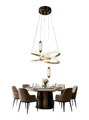 Gold Ceiling Chandelier - Modern Living Room Dining Room Chandelier - Modern Design with 2 Glass Pendants