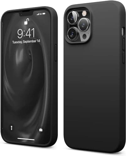 ELMO3EZZ Compatible with Silicone Case Compatible with iPhone 13 Pro Max 6.7 Inches,Not Original Full Body Protection Mobile Case with Silky Soft Touch, Shockproof Case with Microfibre Lining (Black) Cellular phone case