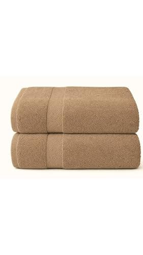Burak Tekstil Supreme Egyptian Cotton Bath Sheet Set, 2 Piece, Jumbo Size 90 x 160 cm, Ultra Soft, Highly Absorbent, Made in Egypt, Beige Bed linen set