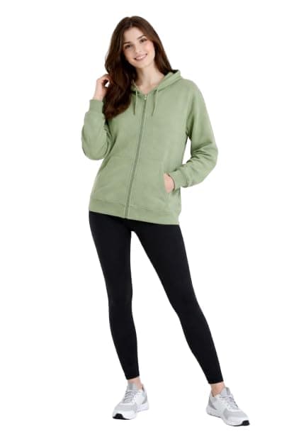 Ajyal Women's Full-Zip Hoodie, Olive, Lightweight, All Seasons Casual Sweatshirt