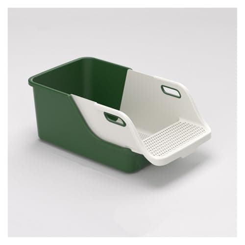 FGSHCZ82HRY Litterbox Large High Sides Cat Litter Box, Anti-Splashing Kitty Litter Box, Open Cat Litter Box, Great for Small & Large Cats Easy to Clean Cat Litter Tray(Green)