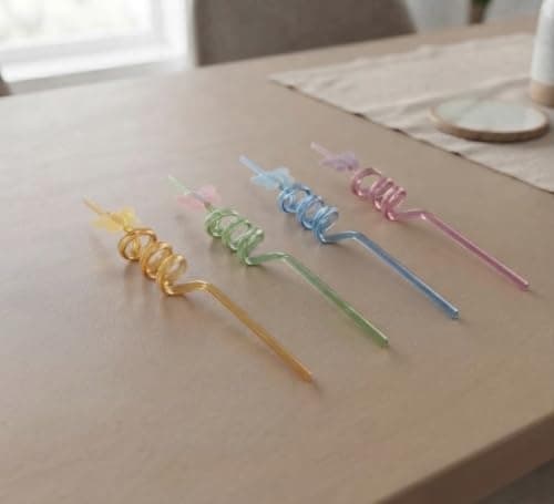 Butterfly Acrylic Straw Set 4 Pieces Silicone Charms for Juice and Drinks Drinking straw