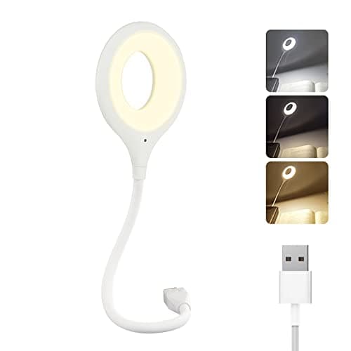 eDozom Flexible USB Night Light, Smart Reading Lamp with Voice Control, 3 Color Tones, 5 Brightness Levels, White Silicone Material for Bedroom and Computer Use