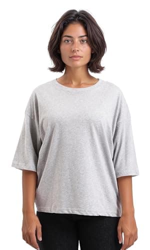 Dsisskai Womens Cotton Loose Solid Comfy Tee - Heather Grey Modern (pack of 1) Shirt