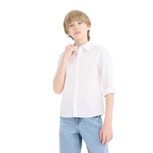 DeFacto Boys Casual Regular Fit Polo Neck Long Sleeve Woven Top Long Sleeve Shirt T8853A6 Long Sleeve Shirt (pack of 1)