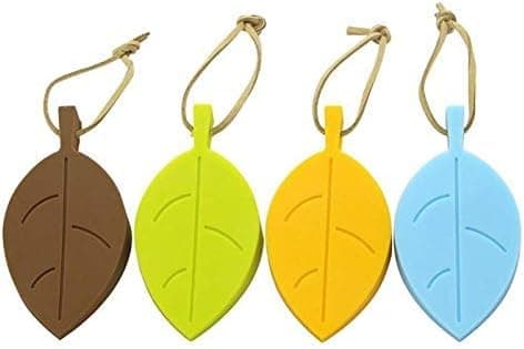 2 Pieces Silicone Door Stopper Wedge Finger Protector Flexible Leaf Design Non Slip Door Holder Safety Stop Block For Home Office Classroom Nursery Decorative Door, Random Color Doorstop