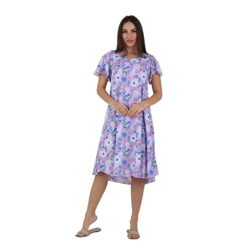 ZECOTEX Women's Floral Night Dress | Cotton Nightgown, Ruffle Hem | Relaxed Fit, Summer Sleepwear | Sizes M to XL Nightgown nightshirt