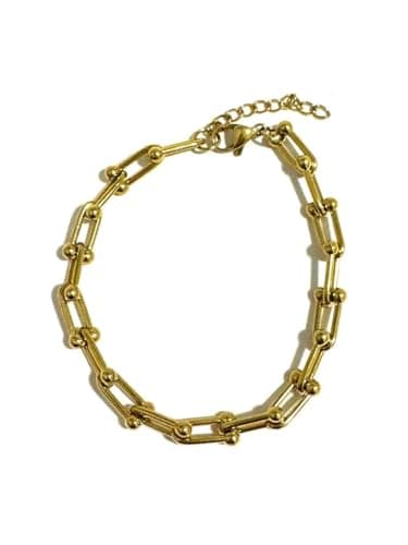 U SHOP 18K Gold Plated Stainless Steel Link Bracelet with Clasp and Luxury Gold Chain for Women Elegant Fashion Jewelry Gift
