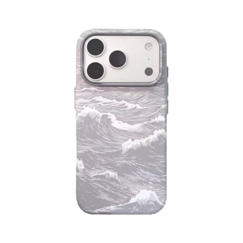 Ecosystem Case For iPhone 17 Pro Max /18 Pro Max, Aramid Fiber Woven Cover Compatible with Magnetic Wireless charger,1500D Fiber Textures, Slim Fit,Luminous effect (Wave Silver)