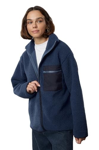 Trendyol Womens Indigo Winter Essentials - Thick Fleece Sweatshirt with Stand Collar and Pockets Twoaw24sw00071 Sweatshirt (pack of 1)