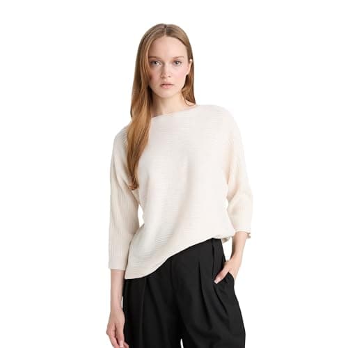 DeFacto Womens Batwing Boat Neck 3/4 SLEEVE Tricot Pullover D7670AX Pullover (pack of 1) Sweater