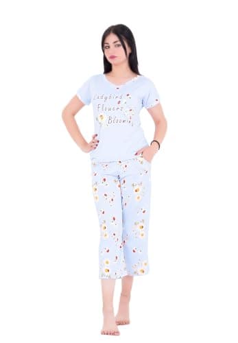 Women Floral Print Pajamas Summer Short Printed Pajamas for Women
