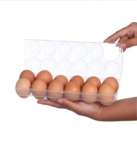 Plastic 12 Egg Storage Container for Refrigerator with Lid – BPA-Free Stackable Fridge Organizer 28x10.6x7.9 cm Kitchen Storage Box for Eggs (Clear) Food storage container