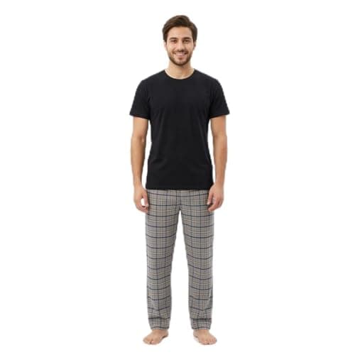 Red Circle Mens Slip On Cotton Checked Pajama Set Slip On Cotton Checked Pajama Set