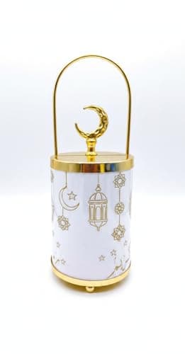 Ramadan Lantern Decoration Colorful Light with Tone - Unique Ramadan Atmosphere for Home and Decoration (White) Candle holder