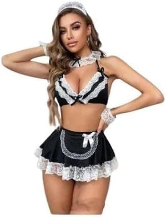 طقم Lingerie نسائي زي ممرأة لون أسود – خامة ممتازة مع دانتيل جذاب | تصميم جريء مقاس واحد Nightgown nightshirt