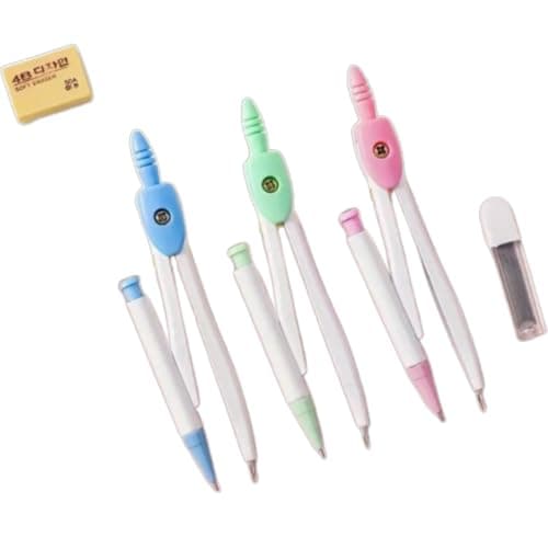 Set of Compass Mechanical Pencil Set With Stainless Steel Leads-Sleek and Eraser, Drawing Tools For Students, Office, Mathematical Drawing Measuring Stationery, Geometry Circle Drawing (Green)