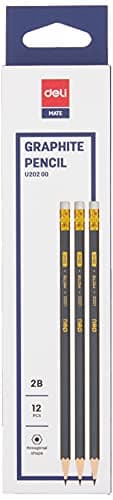 Deli u20000 matte graphite hb pencil with eraser - 12 pieces - dark grey Writing instrument