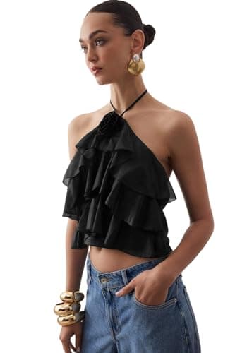 Trendyol Womens Weiblich Bustier Schwarz Party & Wedding Crop Top (pack of 1) Corset