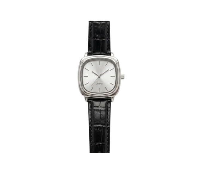 Women's Fashion Classic Rectangle Watch Comfortable Leather Strap Precise Quartz Movement Delicate Design Fits Daily and Formal Looks and Adds a Sophisticated Touch to Your Wrist (Black, Silver)