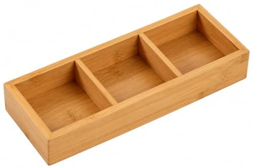 Wooden Serving Box 3 Compartments With Acrylic Cover And Golden Ghazaleh Handle - Organizer For Candy, Nuts, Tasali For Hospitality And Kitchen - AM Storage box