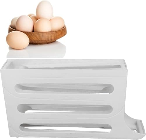 Rolling Egg Organizer for Refrigerator Self-Rolling Egg Holder with Sliding Drawer Multi-Layer Break-Resistant Plastic Egg Storage Container Box Basket