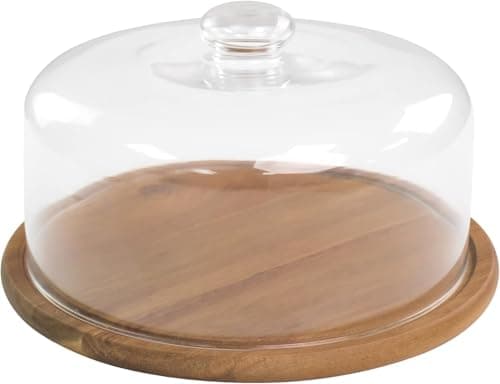 Natural Bamboo Cake Stand with Clear Acrylic Dome Lid 30x14cm Round Dessert Display Box Elegant Pastry Server Plate for Cakes Pies and Baked Goods Item stand