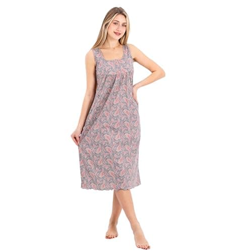 Women's Sleeveless Cotton Nightgown | Soft Printed Sleep Dress for Homewear | Sizes M to 4XL Nightgown nightshirt