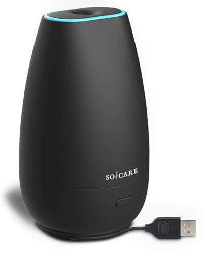 SOICARE Car Diffuser (2nd Generation), Small Portable Car Essential Oil Diffuser with Built-in USB Cable, Mini Aromatherapy Air Scent Humidifier Diffuser for Travel/Office/Home (Elegant Black) Aroma diffuser