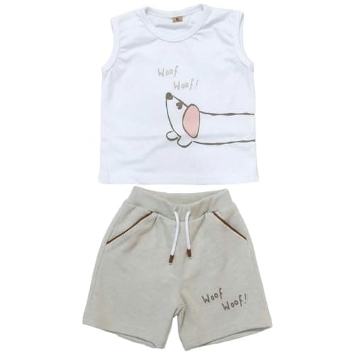 Sikaaa Boys Sleeveless T-Shirt&Short Printed Woof Sleeveless T-Shirt&Short (pack of 1)