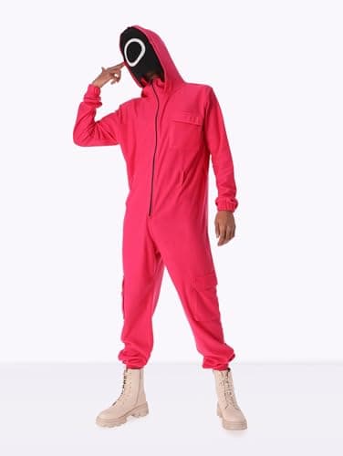 KADY Mens One-Piece Hooded Jumpsuit with Front Zipper and Side Pockets One-Piece Hooded Jumpsuit with Front Zipper and Side Pockets