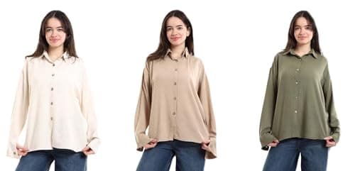Red Circle Womens Bundle of 3 Oversized Button-Down Tunic Shirt Bundle of 3 Oversized Button-Down Tunic Shirt