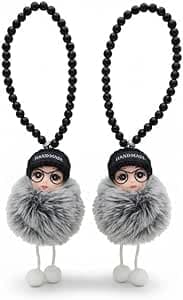 Beautiful and elegant chain - streamlined and elegant shape - modern shape - for car - white * black pendant - (2 pieces)-AGA Keychain