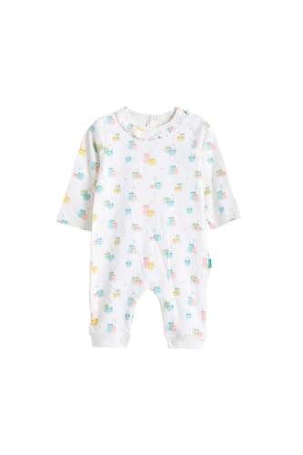 Junior Baby Girls Long Sleeve Romper Jumpsuit - Soft Cotton Blend One-Piece Outfit with Snap Closure, Printed Infant Playsuit, Multicolor, 09
