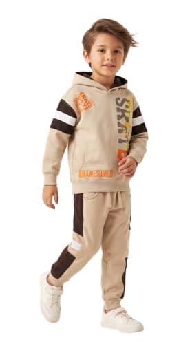 Marinero Toddler Boys’ 2-Piece Cotton Tracksuit – Skate Graphic Print Hoodie & Colorblock Jogger