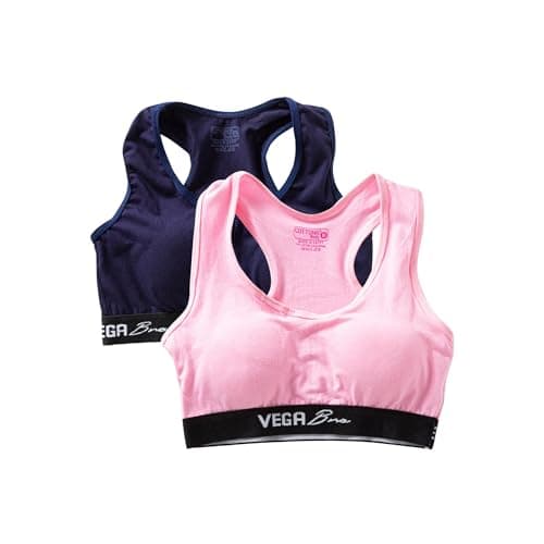 Cottonil Pack of 2 VEGA Women's Cross Back Sports Bra, Padded, Wire-Free, Pull-On Style