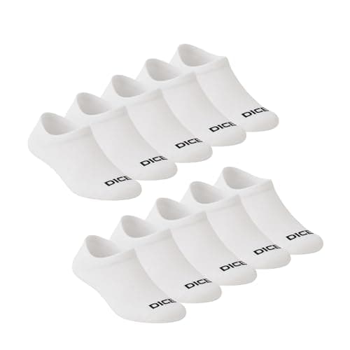 DICE Socket Socks, 10 Pairs, Athletic Low Cut Ankle Socks, Black and White