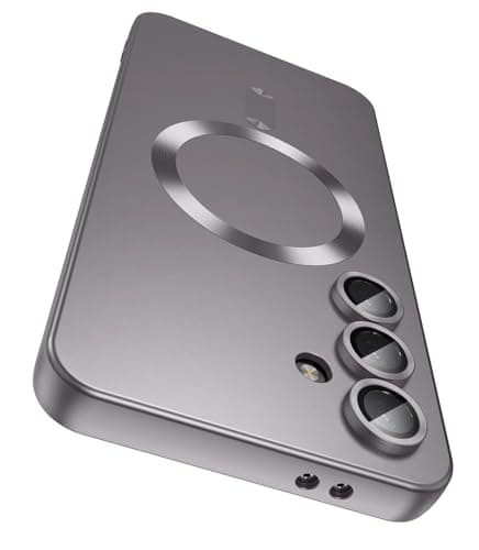 LEKEVO Magnetic for Samsung Galaxy S25 FE Case [Compatible with MagSafe][Built-in Camera Lens Protector] Slim Soft Silicone Bumper Shockproof Metallic Luster Phone Case, Gray