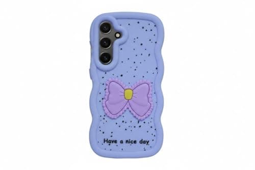 Compatible Case With Samsung S24 plus, [Drop Protection] 3D Bow Pattern Soft TPU Shockproof Phone Case Full Body Protection (Purple) Cellular phone case