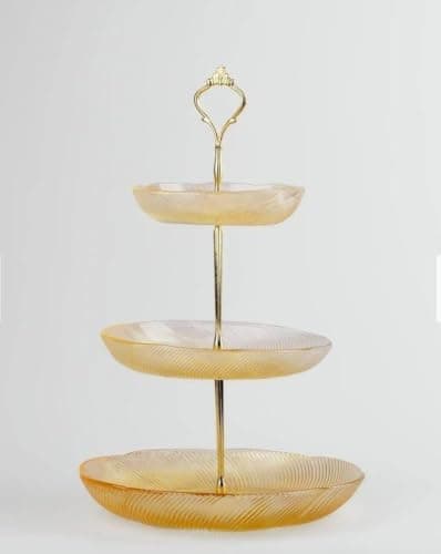 Generic Crystal tiered serving stand, Chic and elegant design, 3-tier glass stand, For serving snacks, sweets, *kahk*, and *petit fours*, High-quality imported product, .hg