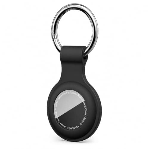 Linsaner Compatible with AirTag Case Keychain Air Tag Holder Silicone AirTags Key Ring Cases Tags Chain Apple AirTag GPS Item Finders Accessories，Black Portable electronic device cover