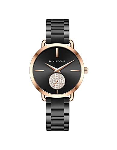 MINI FOCUS Fox Women's Cool Diamond Inlay Watch (Black)