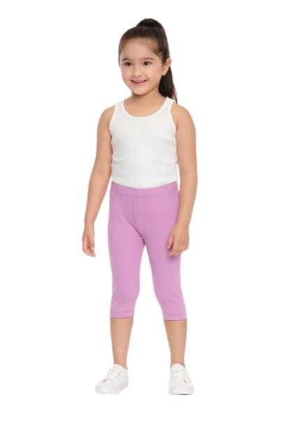 Ajyal Girl's Cotton Capri Leggings, Athletic Wear Pants