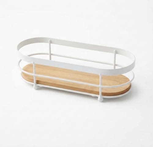 Metal Spice Rack Organizer with Wood Base for Kitchen and Bathroom Jars