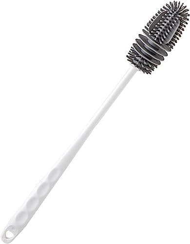 Bottle and Cup Cleaning Brush with Long Handle, Silicone Grey | Long handle for deep access, flexible silicone head, suitable for cups and bottles, easy to use, hanging loop