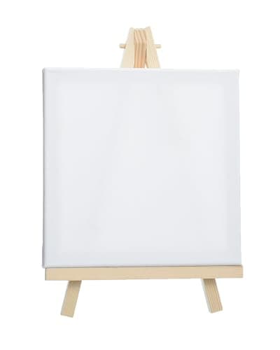 S-458 Canvas Board with Stand 20x20cm 280gsm High Quality Durable Stretched Canvas Ideal for Acrylic Oil and Watercolor Painting Professional and Students Use Art easel