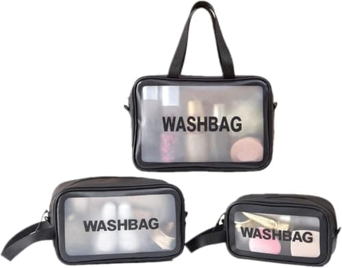 Waterproof Leather Travel Toiletry Bag Set 3Pcs Makeup Cosmetic Organizer Cosmetic case
