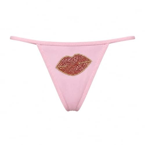 Luxxa Womens Lycra G String Underwear Embroidered Kiss Base Layer Underwear (pack of 1)