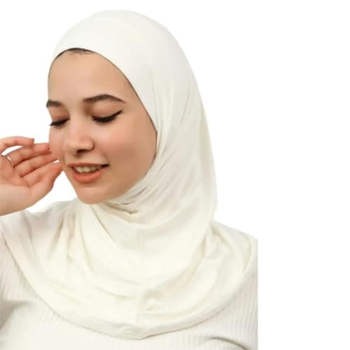 Women's Jersey Hijab Scarf, Light Grey, One-Piece Pull-On Style-TS-026-20 | Stretchy Jersey Fabric, Easy Wear Design, Full Coverage, Modest Wear, Soft & Breathable Apparel head neck covering